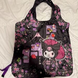 Japan Limited Kuromi Kimono Reusable Bag Mount Fuji 18" x 18" Hello Kitty Cafe